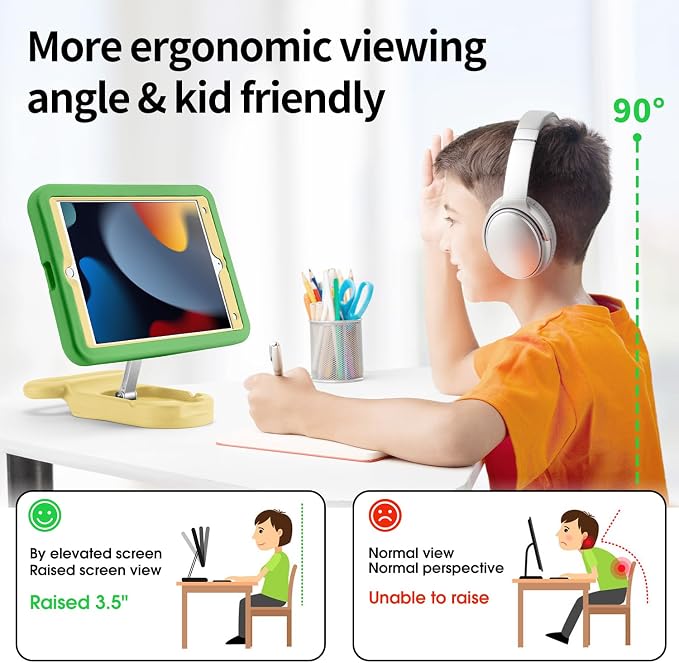 Kids Case for iPad 7th/8th/9th Gen 10.2 inchAdjustable Handle Stand(Black) | Adjustable Portrait/Landscape Stand/Drop Proof with Handle/KickstandChild Friendly Protective for iPad 10.2 2021/2020/201