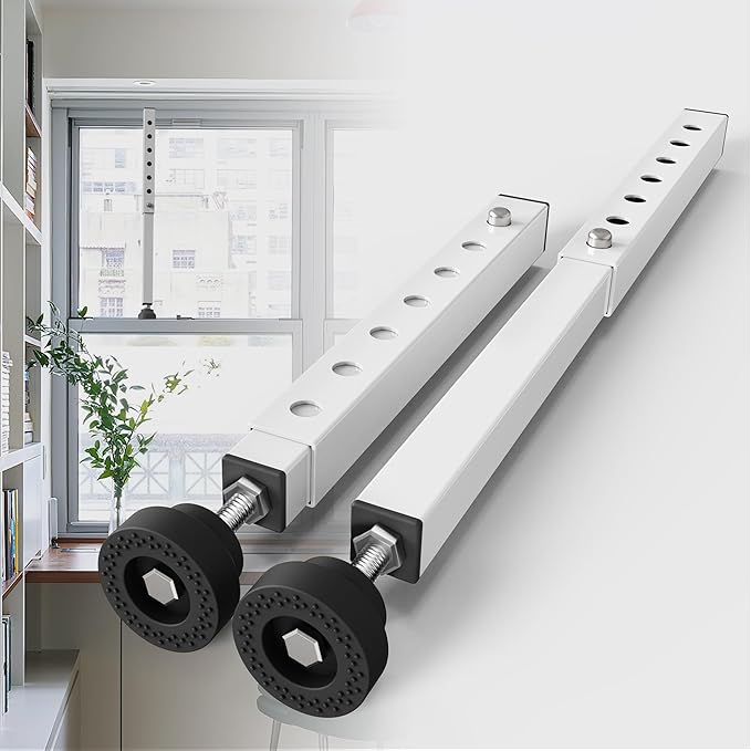 Gadgetzan 1 Pack Window Security Bars Adjustable 11"-18",Portable Short Sliding Window Lock Bar for Child Safety/Anti-Theft,Window safety lock with Rubber Base for Vertical and Horizontal Window-White
