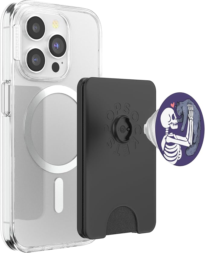 PopSockets Skull &amp Goth Phone Grip &amp Stand - Skeleton &amp Cat PopSockets PopGrip for MagSafe
