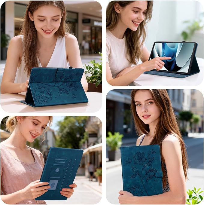 Case for iPad (A16) 11th Generation 11 Inch 2025 iPad 10th Generation 10.9 inch 2022 Auto Wake/Sleep Multi-Angle Flip PU Leather Cover with Pencil Holder Blue