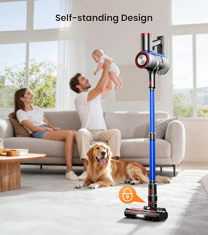 NADALY Cordless Vacuum Cleaner, 550W 45Kpa 65Mins Vacuum Cleaners for Home, Stick Vacuum with LED Display, Anti-Tangle, Self-Standing, 8-in-1 Lightweight Vacuum for Hardwood Floor/Carpet/Pet Hair