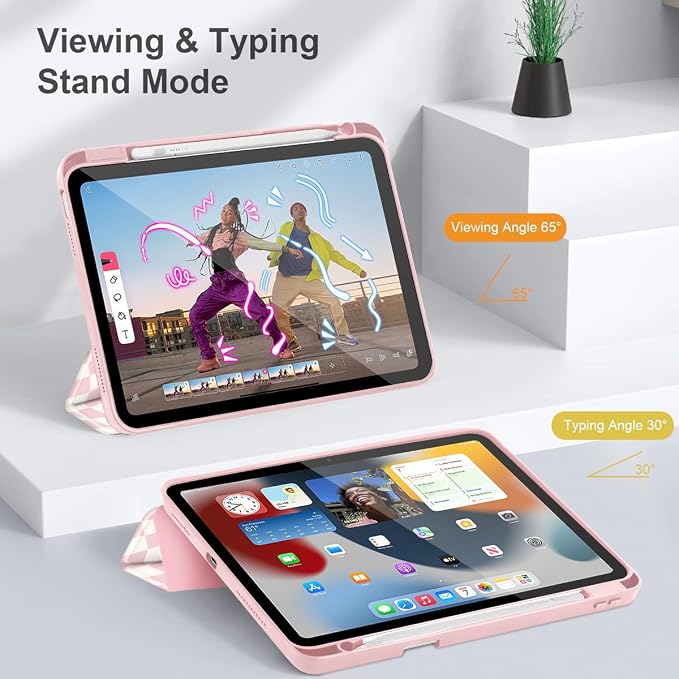 Mektron Case for 2026 iPad Air 11 inch M4 8th (M3 2025 7th /M2 2024 6th) Compatible with iPad Air 10.9 (2022 5th Gen /2020 4th Gen) Shockproof Clear Shell Blue Bows &amp Flowers