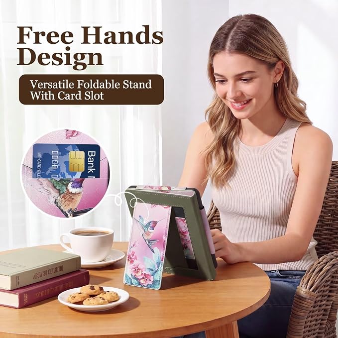 Fancity Case for Kindle Paperwhite 7/6.8 12th/11th Generation 2025 2024 | PU Leather Case with Auto Wake/Sleep Hand Strap for Kindle Paperwhite/Colorsoft Signature Edition 2021 Monet's Garden