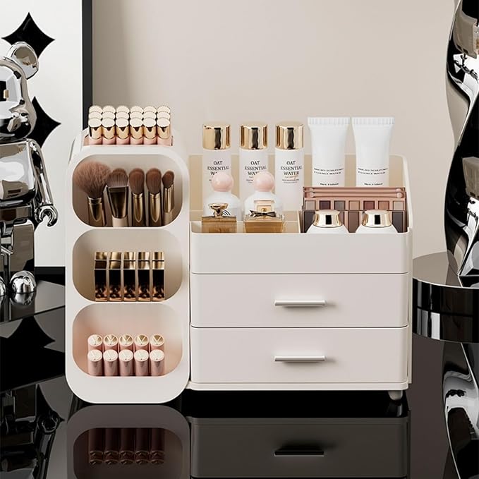 Makeup Organizer with Drawers,Large Capacity Countertop Organizer for Vanity,Bathroom and Bedroom Desk Cosmetics Organizer,Easy To Storage Skincare,Brushes, Eyeshadow, Lotions, Lipstick