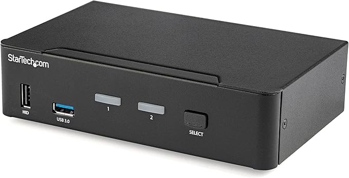 StarTech.com 2 Port DisplayPort KVM Switch - 4K 60Hz - Single Display - Dual Port UHD DP 1.2 USB KVM Switch with Integrated USB 3.0 Hub & Audio-Dell HP Apple Lenovo-TAA Compliant (SV231DPU34K), Black