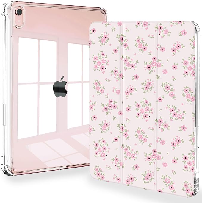 Feams Case for iPad mini 7 A17 Pro 2024/iPad Mini 6 2021 Slim Lightweight Trifold iPad mini 7 A17 Pro Case 8.3 Inch 2024 Clear Back Cover with Pencil Holder &amp Auto Sleep Blue Bow