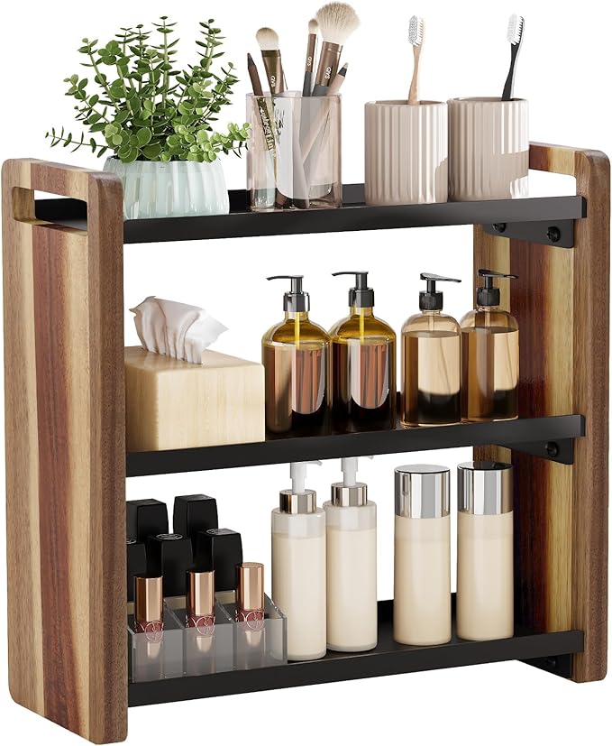 Bathroom Counter Organizer,Bathroom Counter Shelf,Bathroom Organizers,Under Sink Organizer,Cologne Organizer For Men,Cologne Cabinet,Spice Rack Organizer for Cabinet,Gifts(Brown 3 Tier)