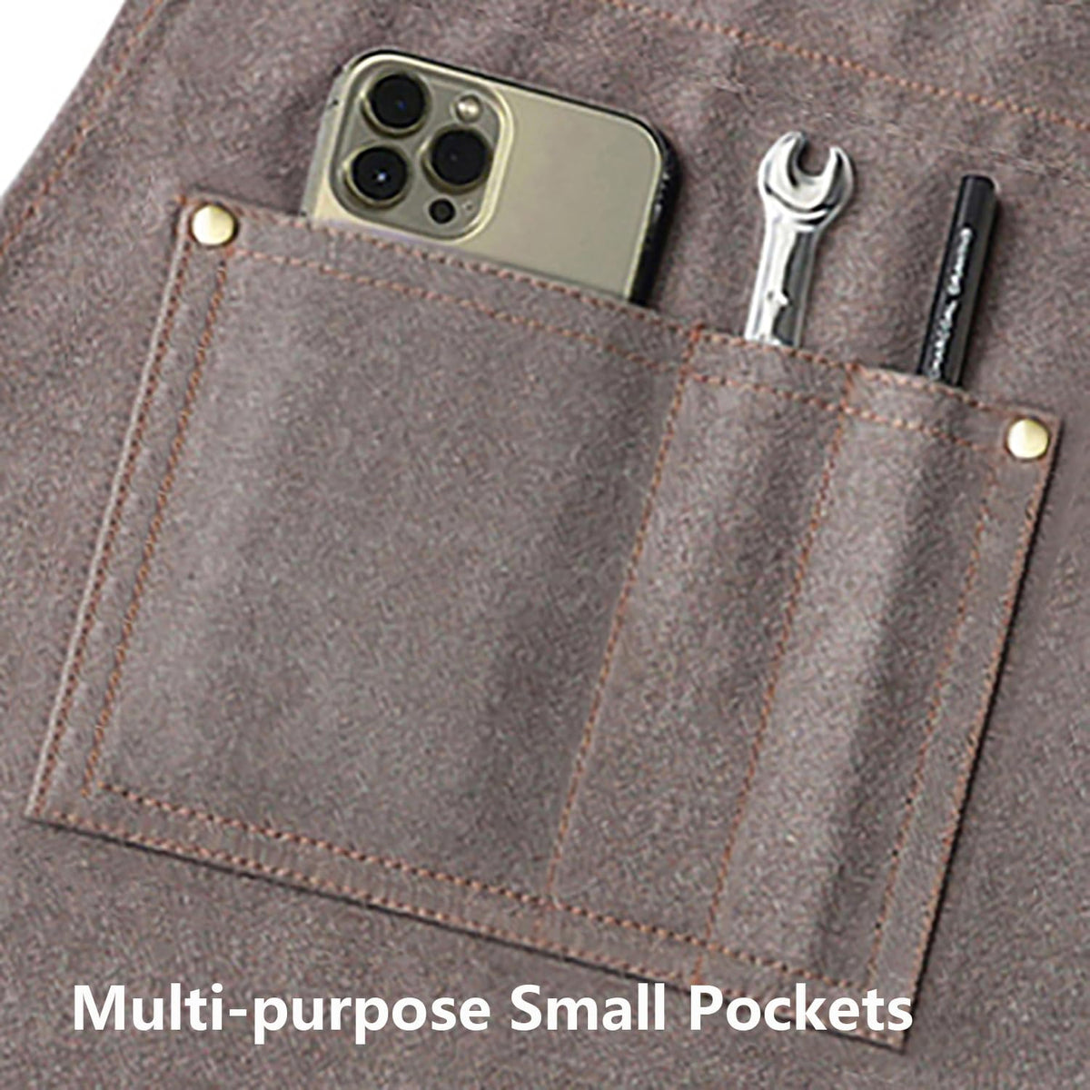 AFUN Work Aprons for Men with Large Pockets, Cotton Canvas Cross Back Heavy Duty Adjustable Tool Apron, Size M to XXL (Grey)