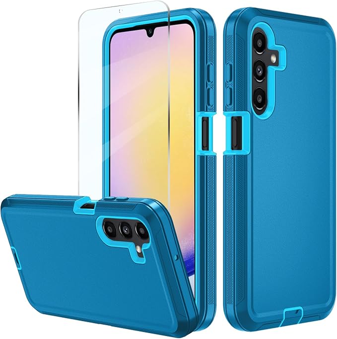 for Samsung Galaxy A17 5G caseA16 5G Heavy Duty casewith A Tempered Glass Screen Protector [Military Grade Protective ] [Shockproof] [Dropproof] [Dust-Proof]for Galaxy A17 / A16(Black)