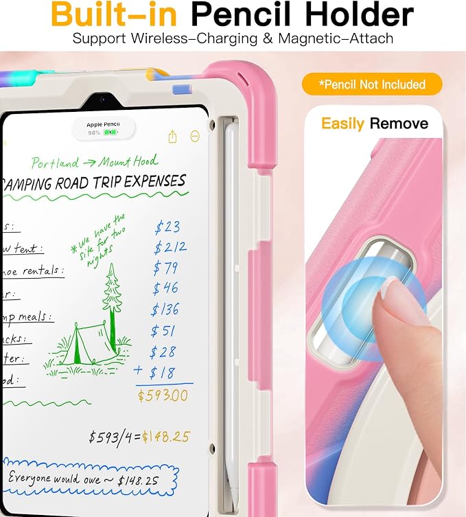 BRAECN Case for iPad mini 7 (A17 Pro) - iPad mini 7th/6th Generation Case | 8.3 Kids-Proof Protective Silicone Cover Screen Protector Pencil Holder Kickstand Handle Grip Shoulder Strap Black