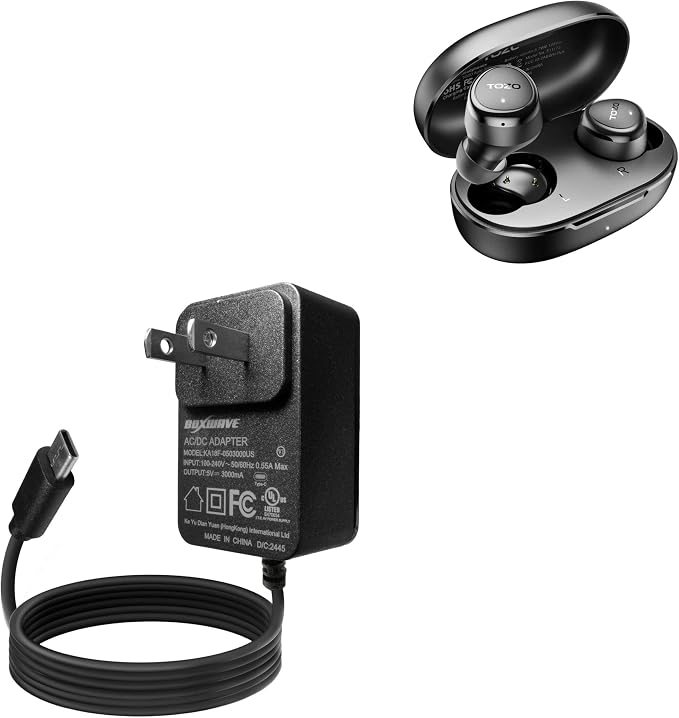 BoxWave Charger Compatible with TOZO Agile Solo - Wall Charger Direct (15W) Rapid Charge Your Device with Built-in 3ft Cable