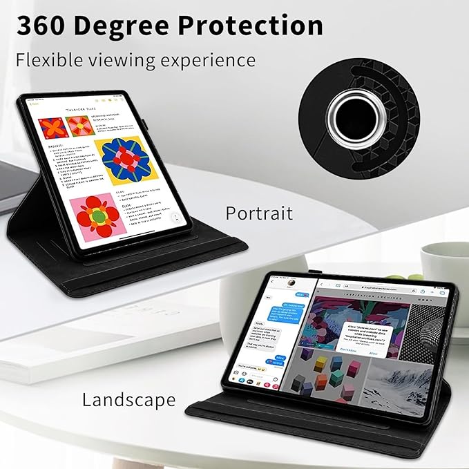 Rotating Case for Samsung Galaxy Tab A 10.1 2019 Model SM-T510/T515360° Rotating Multi-Angle Viewing Stand Cover PU Leather Business Folio Protective Cases Black