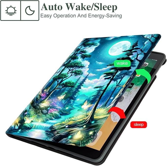 Lokigo Case for iPad 9th/8th/7th Gen 10.2 Air 3rd/Pro10.5 Aurora Forest | Protective Folio Soft Back Cover Pencil Holder for Teens/Students/Office Staffs 4 Angles Viewing Stand Auto Wake/Sleep