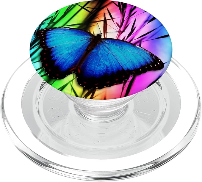 Butterfly Phone Grip Pop Out Holder Rainbow Butterfly Blue PopSockets Adhesive PopGrip