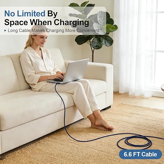 140W USB-C to Magnetic 3 Cable 6.6FT Compatible with MagSafe 3 for MacBook Pro 14 16 &amp Air 13 15 M4 M3 M2 2021-2025 Fast Charging Cord Midnight Blue