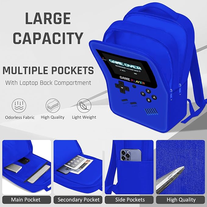 Gamer Backpack for Boys,School Boys Backpack for Kids Children Teens Elementary Middle High School,17" Large Capacity Student Bookbag & Multifunctional Video Game Travel Bag