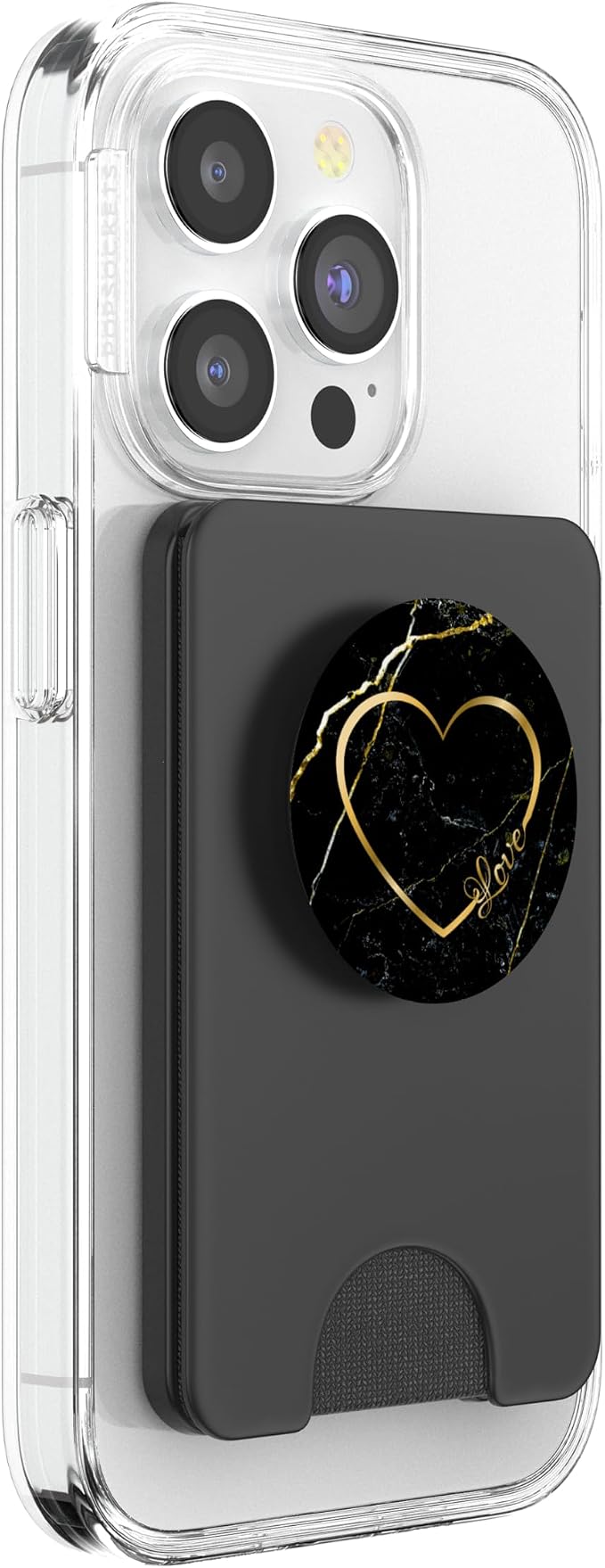Love Heart Gold Black Marble-Look Cute for Girls Women Her PopSockets Adhesive PopGrip