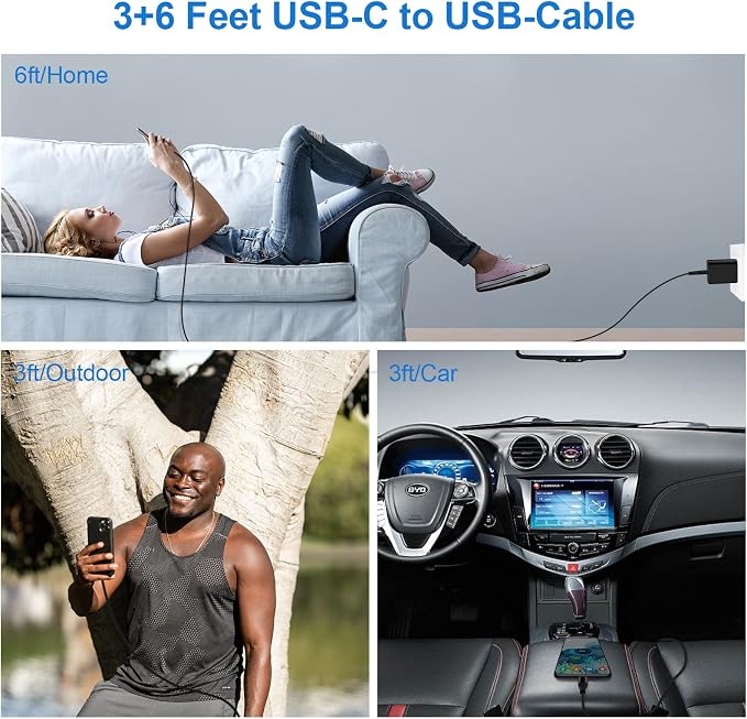 Samsung Android Phone Charger Fast Charging for Galaxy A17 A16 S25 Ultra S24 A15 A13 A14 5G A53 S22 FE S21 A25 A23 20W Power Wall Charger Plug38W USB C Cigarette Lighter Adapter3+6FT Type C Cable