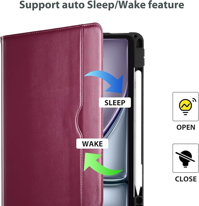 ProCase for iPad A16 11th Generation 11” 2025/iPad 10th Generation 10.9” 2022 with Pencil Holder iPad 11/10 PU Leather Case Business Stand Cover Smart Folio with Hand Strap Front Pocket -Berrypurple
