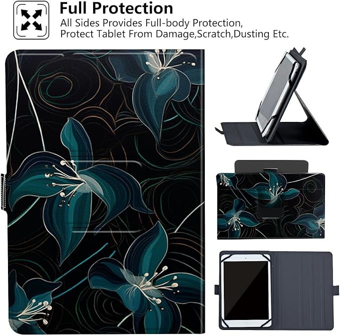 Universal Case for 10.6 inch 11 inch TabletUniversal Case for 10.6-11 Inch Touchscreen TabletSlim PU Leather Stand Folio Shell Cover with 360 Degree Rotatable Kickstand ViewingAbstract Sun Leaf