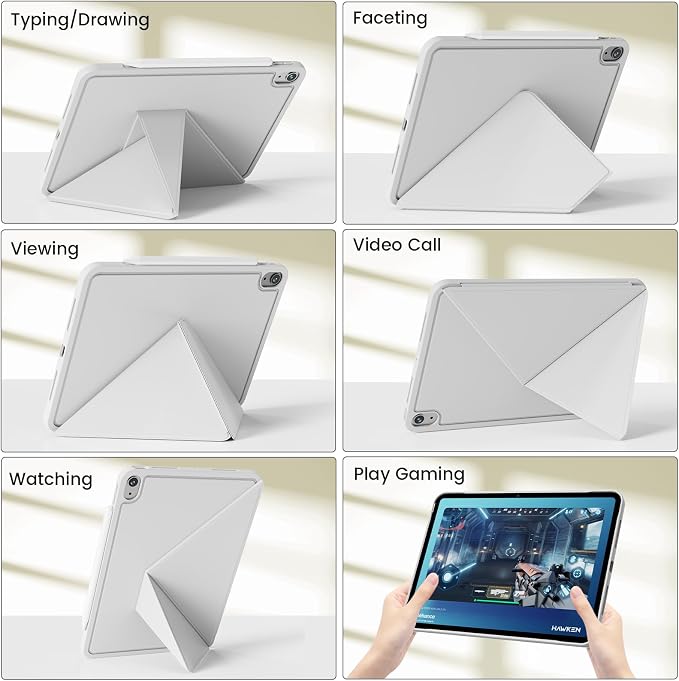 Case for iPad A16 11th/10th Generation 11/10.9 inch Black | Magnetic Attachment Slim Soft TPU Protective Case Multi Angles Hidden Pencil Holder Shockproof Frame Auto Wake/Sleep