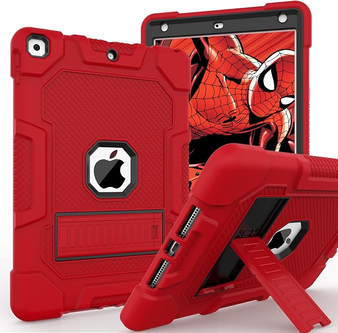 TIMISM Case for iPad 9th/8th/7th Generation(2021/2020/2019) Heavy Duty Military Grade Shockproof Rugged Protective 10.2 Cover with Built-in Stand for iPad 9 8 7 Gen Black+Green