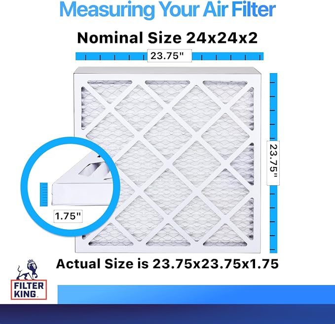 Filter King 24x24x2 Air Filter | 5-PACK | MERV 8 HVAC Pleated A/C Furnace