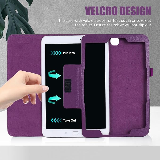 Slim Leather Case for Samsung Galaxy Tab A 9.7 Inch 2015 (SM-T550 T555 P550 P555) Multi-Angle Stand Full-Protective Tablet Cover Book Case with Stylus PenScreen Film (Black)