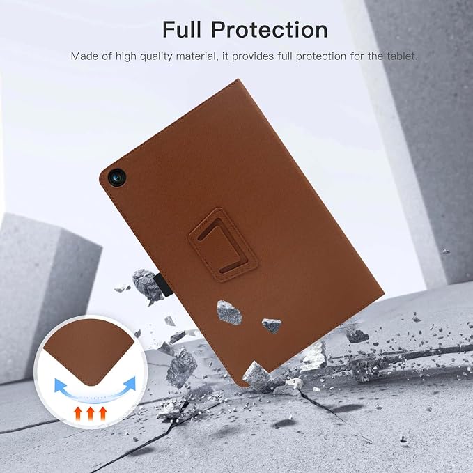 Tablet Case Cover for T-Mobile REVVL Tab 2 Android 15 Tablet 10.1 inchMulti-Viewing AnglesSlim Light Shell Stand Cover for T-Mobile REVVL Tab 2 with Hand Strap&amp Pencil HolderBrown