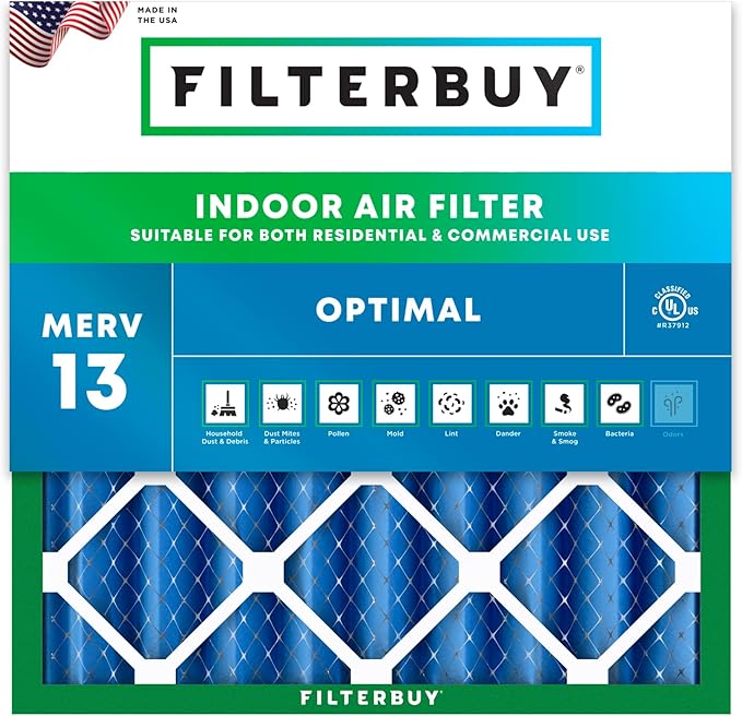 Filterbuy 20x20x4 Air Filter MERV 13 Optimal Smoke & Allergy Defense,