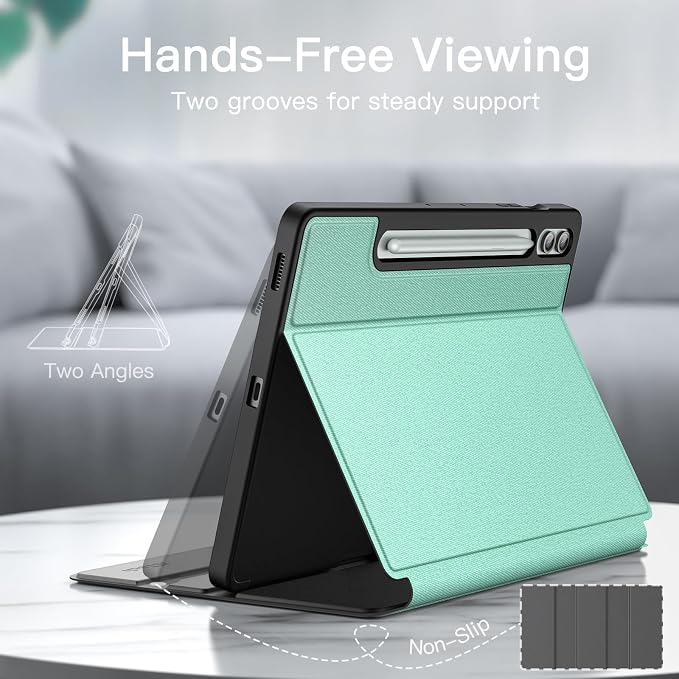 JETech Case for Samsung Galaxy Tab S9 FE+ / S9 FE Plus 12.4-Inch with S Pen Holder Slim Folio Stand Protective Tablet Cover Multi-Angle Viewing (Black)