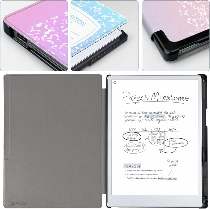 Case for Remarkable Paper Pro Tablet 11.8 (Released in 2024) Hard Back Shell Protective Book Folio Cover with Built-in Pen Holder with Auto Sleep/Wake Function.