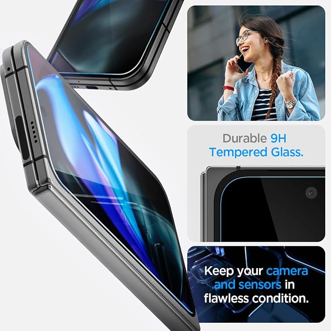 Spigen Tempered Glass Screen Protector [GlasTR EZ FIT] designed for Pixel 9 Pro Fold - 2 Pack | 9H Hardness Tempered Glass Easy Installation Kit Case-Friendly Crystal Clear Touch Responsive Oleop