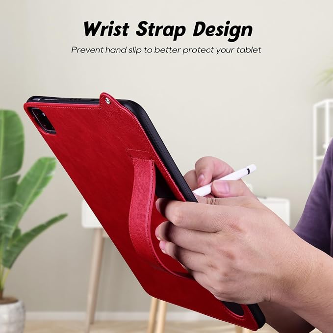 Slim Case for Apple iPad 10th Generation 10.9 Inch 2022 PU Leather Lightweight Hand Strap Stand Feature Drop Protection Back Cover for iPad 10th Gen 10.9 Black