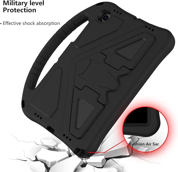 Galaxy Tab A9+ Case Kids Friendly EVA Rubber Stand Handle Grip Shockproof Protective Lightweight Cute Case Cover for Galaxy Tab A9 Plus 11 SM-X210 X215 X217 - Black