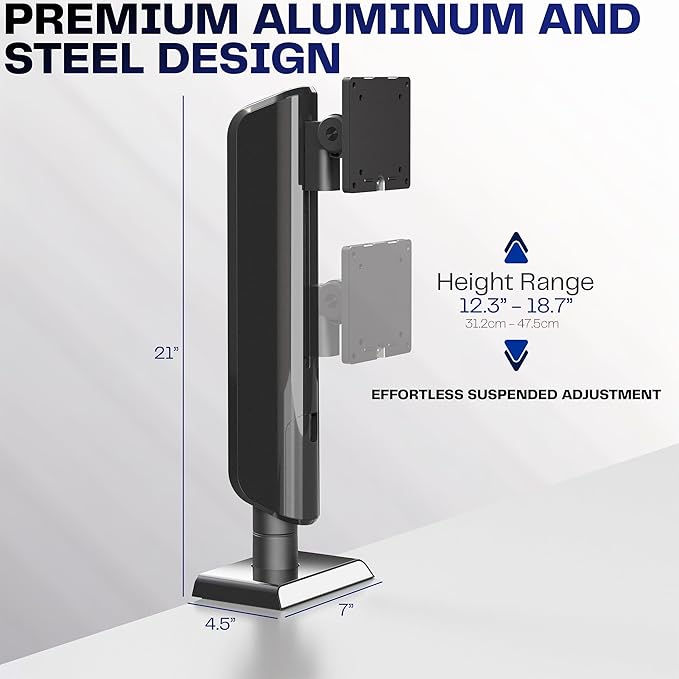 VIVO Heavy Duty Aluminum Ultrawide Monitor Desk Mount for up to 49 inch Screens, Holds 39.6 lbs, Space Efficient Vertical Lift Stand, Black, STAND-149J