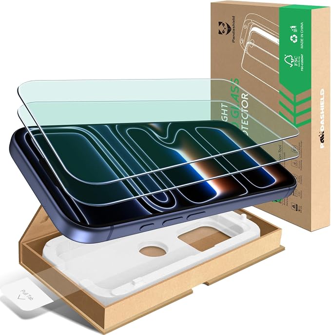 PandaShield 2-Pack Screen Protector for iPhone 14 Pro Max Ultra-Thin 6H PET Film [Not Glass] Anti-Blue Light Easy Installation via Auto-Alignment Tray Bubble-FreeAnti-Scratch