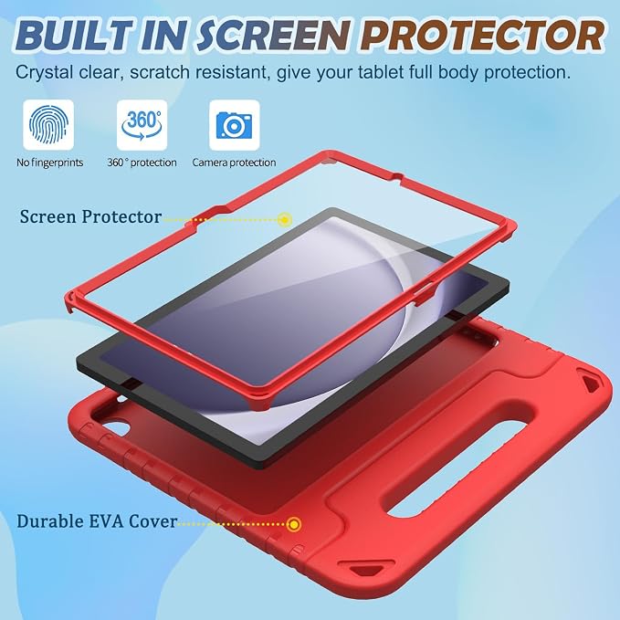 LTROP Shockproof Lightweight Convertible Handle Stand Case for Samsung Galaxy Tab A11 Plus 2025 / A9 Plus 11 Inch 2023 with Built-in Screen Protector Galaxy Tab A11+ / A9+ Case for Kids Black