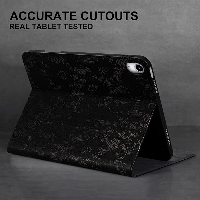 Leather Case for iPad (A16) 11th (11)/ 10th Generation (10.9) Full Grain LeatherProtective Smart Folio Cover with Pencil Holder Auto Sleep/WakeAnti Slip Black Silver