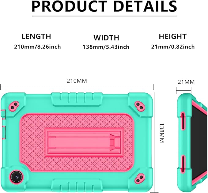 for TCL Tab 8 Plus Tablet CaseShoulder Strap Soft Silicone&ampHard Back Shockproof Protective Case for TCL Tab 8 Plus/TCL Tab 8 LE/TCL Tab 8 WiFi/TCL TAB 8V/TCL Tab 8 SE(Black/Black)