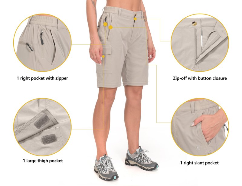 Little Donkey Andy Women's Convertible Zip Off Hiking Pants Khaki Size XXL