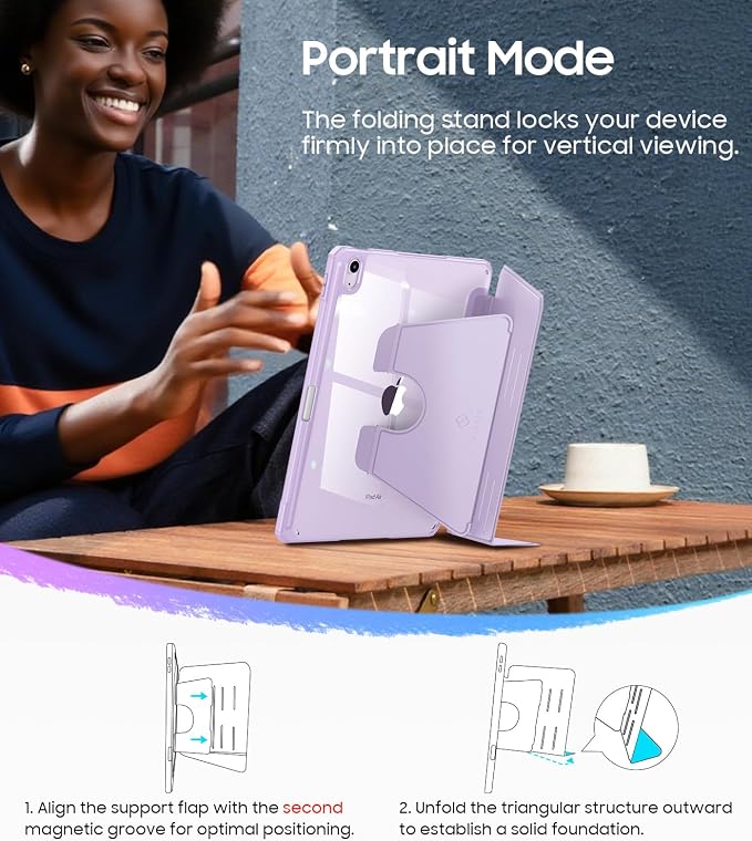 Fintie Case for iPad Air 11-inch &amp iPad Air 5th/4th Generation 10.9-inch | Portrait &amp Landscape Viewing Magnetic Stand Clear Hard PC Back Cover Pencil Holder Auto Wake/Sleep Blue