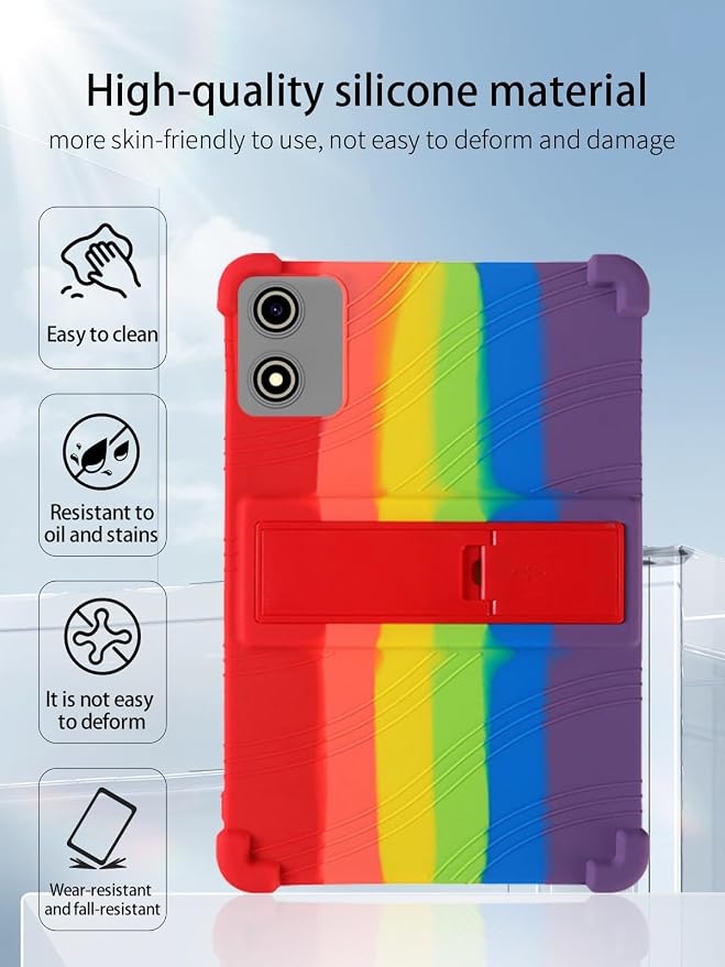 for YLEEBG P30 Android 15 Gaming Tablet10.1 2.5K Ultra Clear Display Tablet Model CaseUYRUREL Soft Silicone Adjustable Stand Cover Lightweight Kids FriendlyBlack.