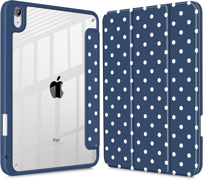 Tuiklol for iPad 10.2 inch 9th / 8th / 7th Gen 2021 2020 2019 Release Case | Built in Pencil Holder - TPU Protection Trifold Stand Stand Clear Back Tablet Cover With Auto Wake/Sleep Blue berries
