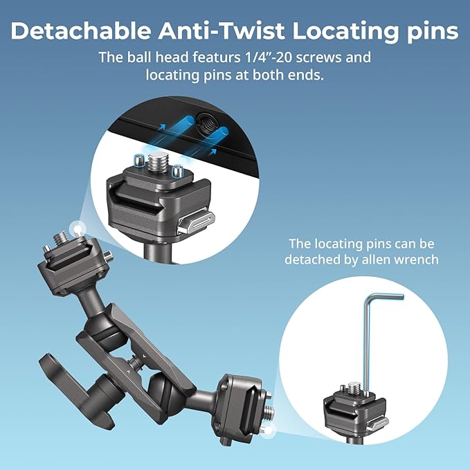 SMALLRIG Quick Release Magic Arm with 360° Ball Head, Articulating Magic Arm with 1/4"-20 Screws & Detachable Locating Pins, Max Payload 5.5kg / 12.1lbs, for Monitor, Camera Cage, HawkLock H21