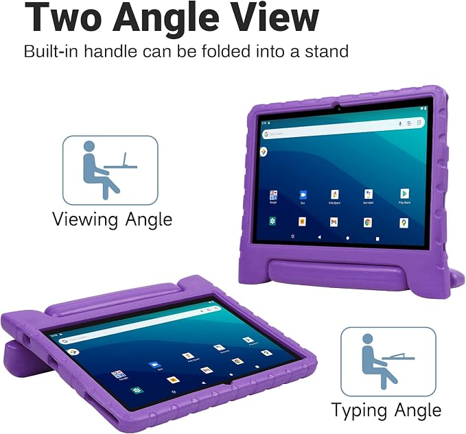 Kids Case for Onn 10.1 Tablet 2024 Gen 4(Model:100135925) ShockproofBlack | Lightweight EVA Foam Foldable Handle Stand Precise Cutouts Kid-Friendly For Daily Use