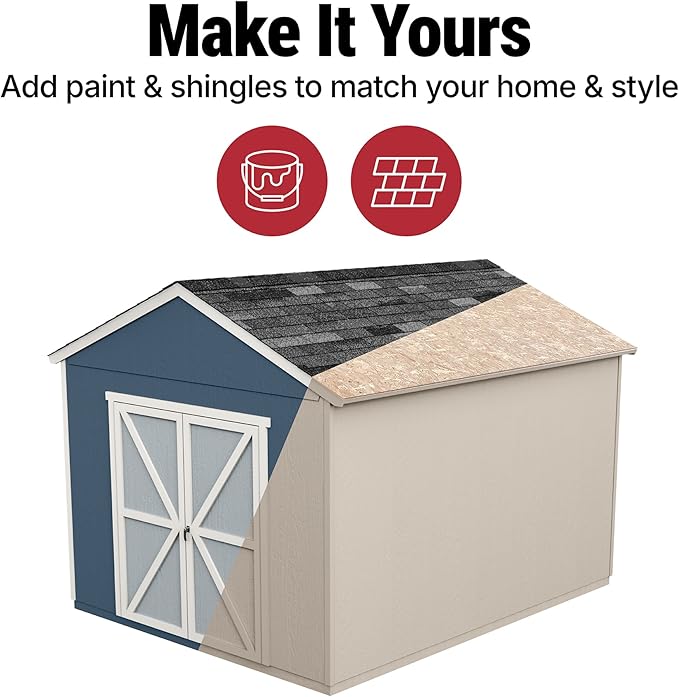 Handy Home Products Rookwood 10x12 Do-It-Yourself Wooden Storage Shed with Floor Kit- Does not Include Paint or Roofing Shingles