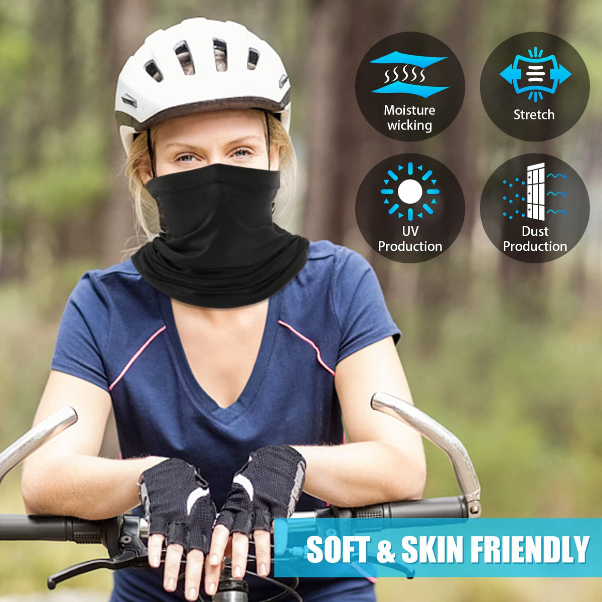 Fivali 4 Pack Neck Gaiter Face Mask: Cooling Windproof Breathable Bandana