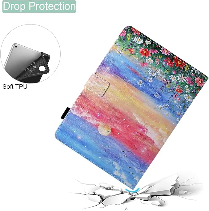 Case for Fire HD 10 Tablet 9th/7th/5th Gen 2019/2017/2015Cute Cat | Slim Durable Foldable Stand PU Leather Pencil Holder Card Slot Auto Wake，Sleep