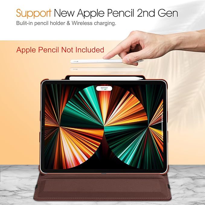 Fintie Rotating Case for iPad Pro 12.9-inch 6th/5th/4th/3rd Generation | 360° Swivel Stand Landscape &amp Portrait Viewing Shockproof Protective Cover Pencil Holder Auto Sleep/Wake Black